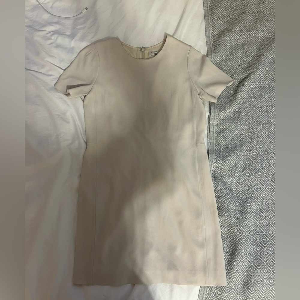 Babaton Aritzia Cream Sheath Mini Dress Crew Neck